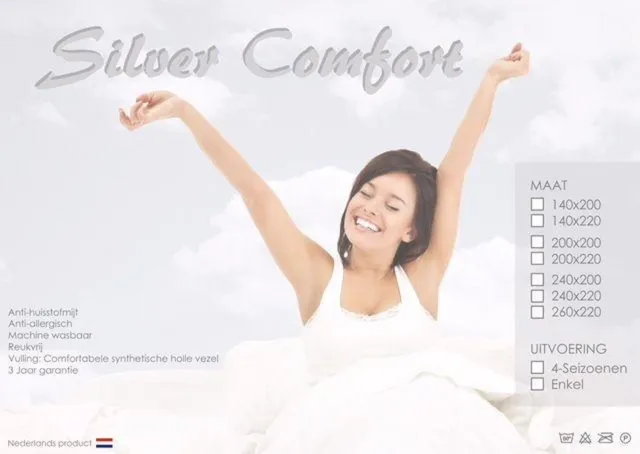 iSleep Silver Comfort 4-Seizoenen Dekbed - Eenpersoons - 140x220 cm - Wit