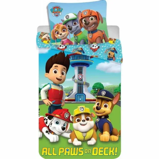 PAW Patrol Dekbedovertrek - Eenpersoons - 140x200cm - Kussensloop 63x63cm - 100% Katoen. Multi