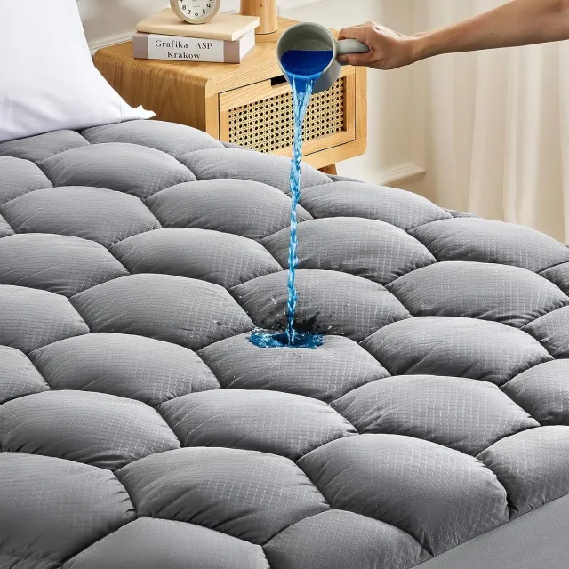 Sonive Waterdichte matrasbeschermer, zachte matrastopper, dunne ademende matrasoplegger, geschikt als matrasbeschermer, wasbaar 200 x 200 cm grijs
