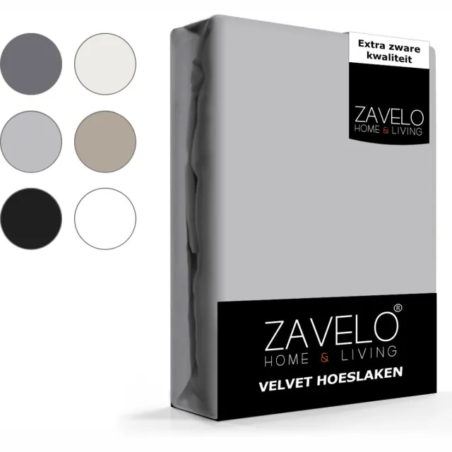 Zavelo Flanel Velvet Hoeslaken Grijs-Lits-jumeaux (160x200 cm)