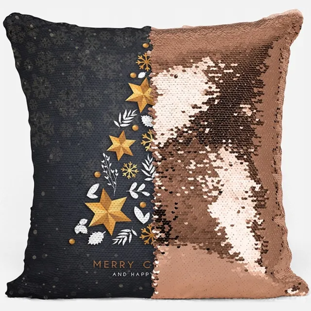 DOMAREX Kerstkussenhoes 40x40 cm met Omkeerbare Pailletten - Feestelijk Cadeau Goud