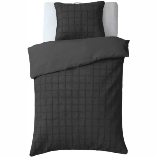 Droomtextiel Teddy Dekbedovertrek Fur Check - 140x200/220 cm - Zwart