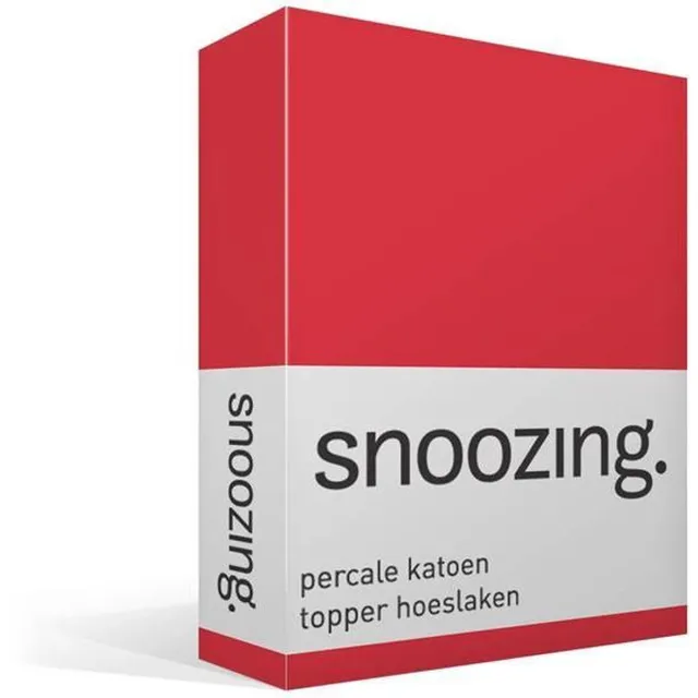 Snoozing Topper - Hoeslaken - Lits-jumeaux - 160x200 cm - Percale katoen - Rood