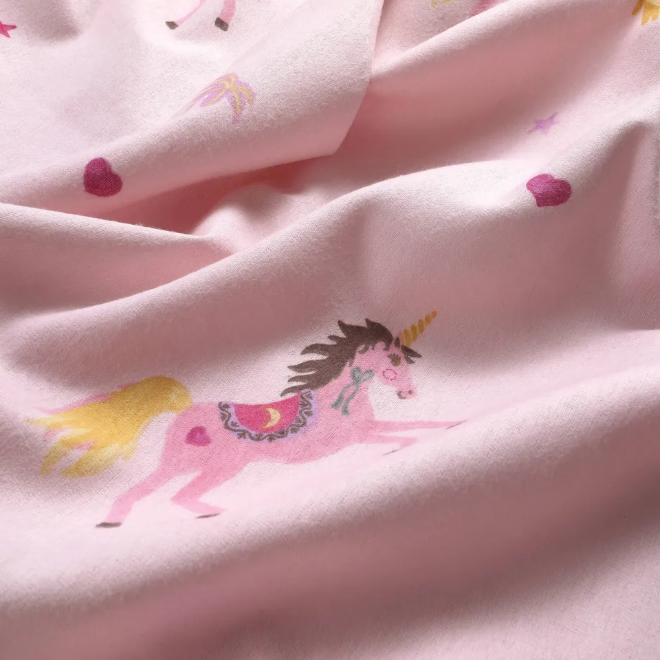 NOUS Kids flanellen dekbedovertrek ledikant unicorn roze, foto 5