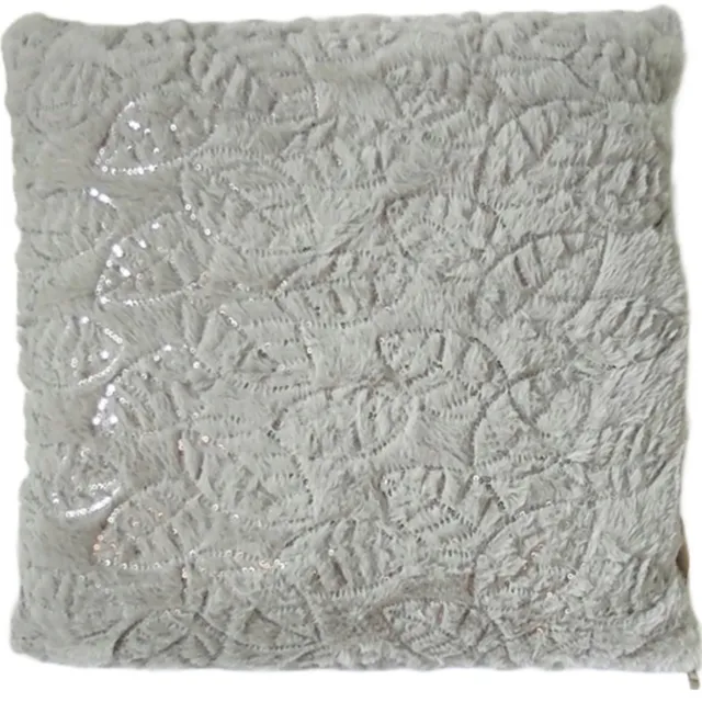 Granda Decoratieve Kussenhoes 40x40 cm - Zacht Pluche met Bladmotief Grijs