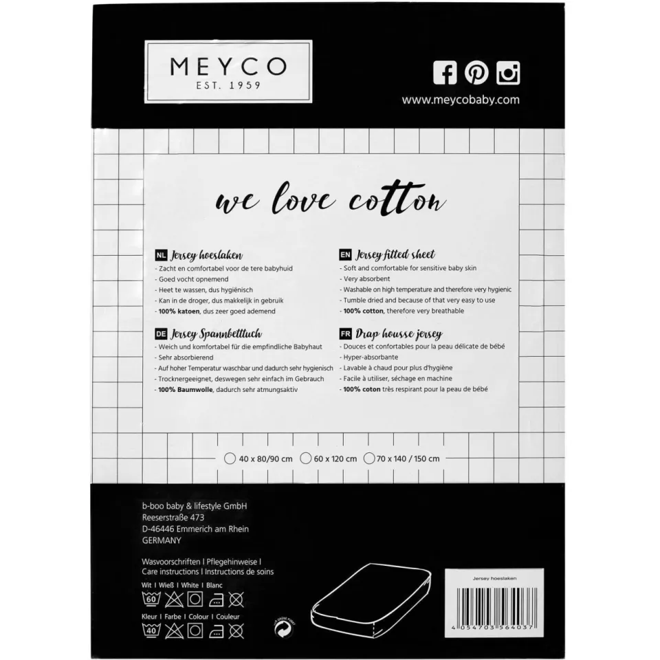 Meyco jersey baby hoeslaken ledikant 60x120 cm grijs, foto 3