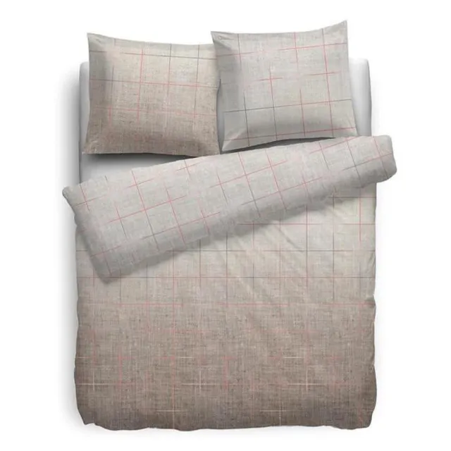 Heckettlane HnL Noor Dekbedovertrek - Flanel - Lits-jumeaux - 240x200/220 cm - Taupe