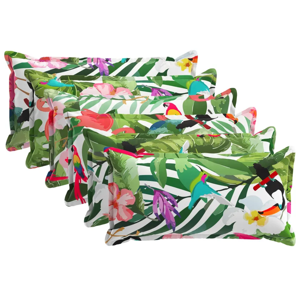 vidaXL Kussensloop 6 st HOUTEN Meerkleurig 40 x 80 cm Polyester