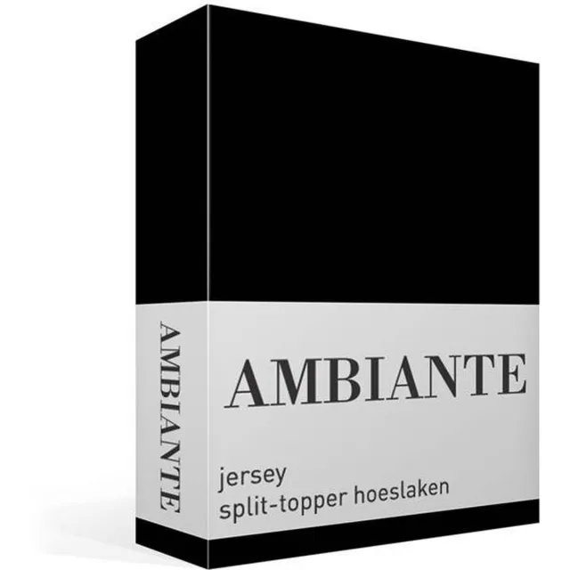 Ambiante jersey split-topper hoeslaken - Lits-jumeaux - Black