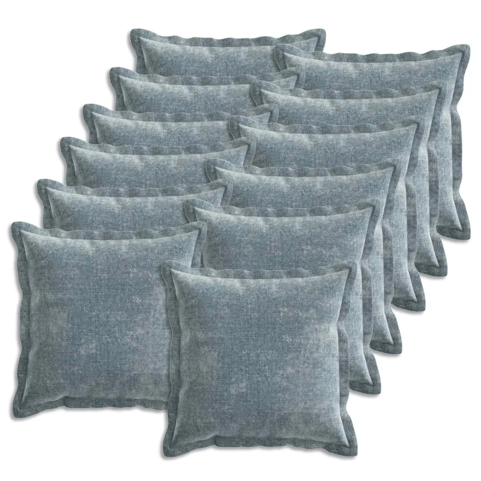 vidaXL Kussensloop 12 st HOUTEN Lichtblauw 40 x 40 cm Chenille Stof blauw, foto 3