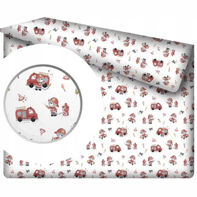 Designpremium Katoenen hoeslaken zonder elastiek, brandweerprint, 140x200 cm meerkleurig