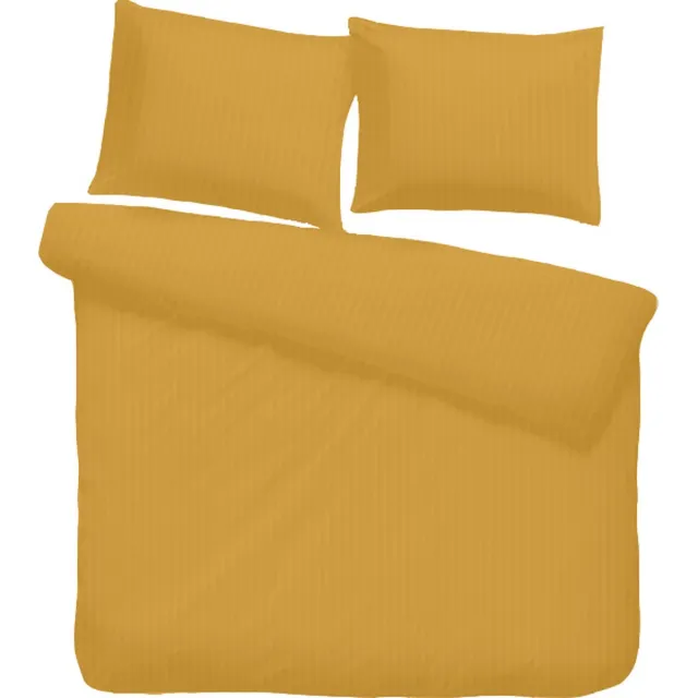 iSleep Satijnstreep Dekbedovertrek - Lits-jumeaux - 240x200/220 cm - Donker Geel