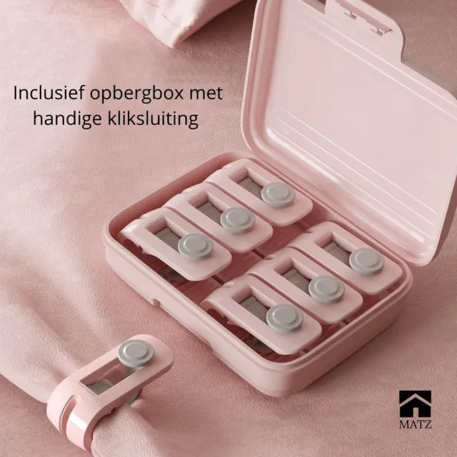 CHPN Dekbedclips - Dekbedklemmen - 6 roze Dekbedclips - Stevig & Incl. Opbergdoosje - Perfect voor Lakens, Knijpers & Klemmen"