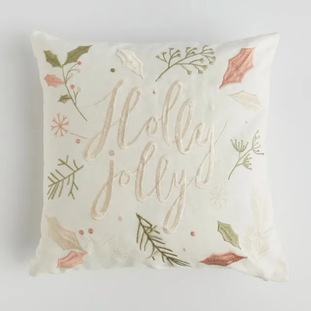 home&you Decoratieve Kerstkussenhoes Alya 45x45 cm - Glamour Stijl Crème