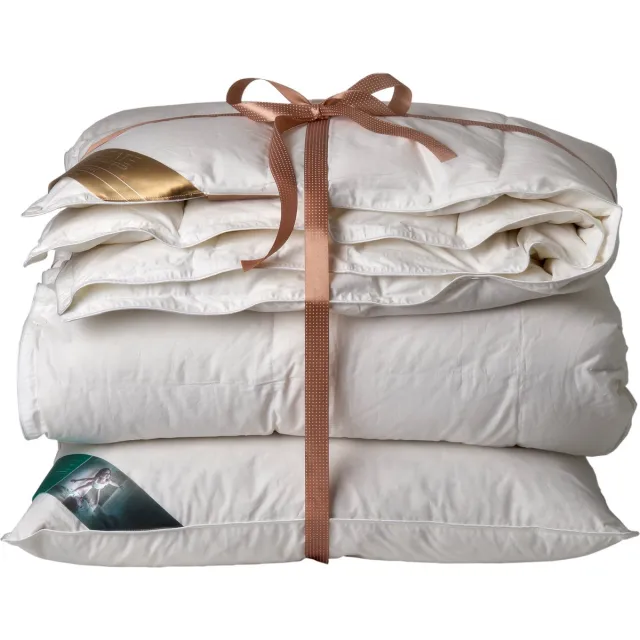 Ten Cate 90% Ganzendonzen 4-Seizoenen Dekbed + Hoofdkussen - 140x200 cm - Luxe Ganzendons - Ademend - Vochtregulerend - Dekbed Set Wit
