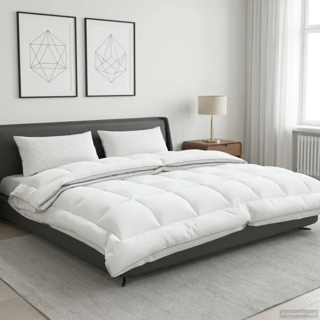 vidaXL Dekbed 220x260 cm 4 seizoenen 200+300 GSM Australisch Wol Wit, foto 2