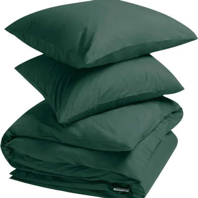 Yumeko dekbedovertrek percal katoen bosgroen 240x220 + 2/60x70 - Bio, eco & fairtrade Forest Green