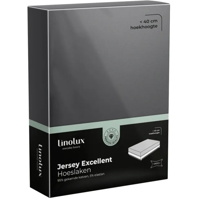 Linolux Hoeslaken Jersey Excellent Dark Grey 120x200 t/m 130x220