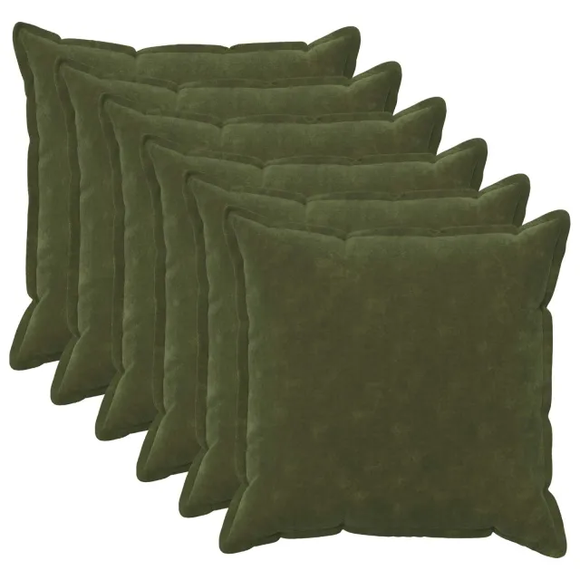vidaXL Kussensloop 6 st HOUTEN Groen 65 x 65 cm Microfiber Fleece