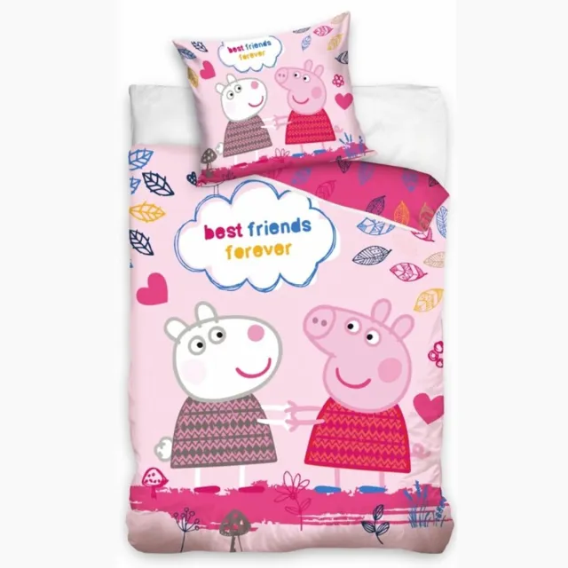 Peppa Pig dekbedovertrek best friends forever 140 x 200 cm - 60x70cm Roze