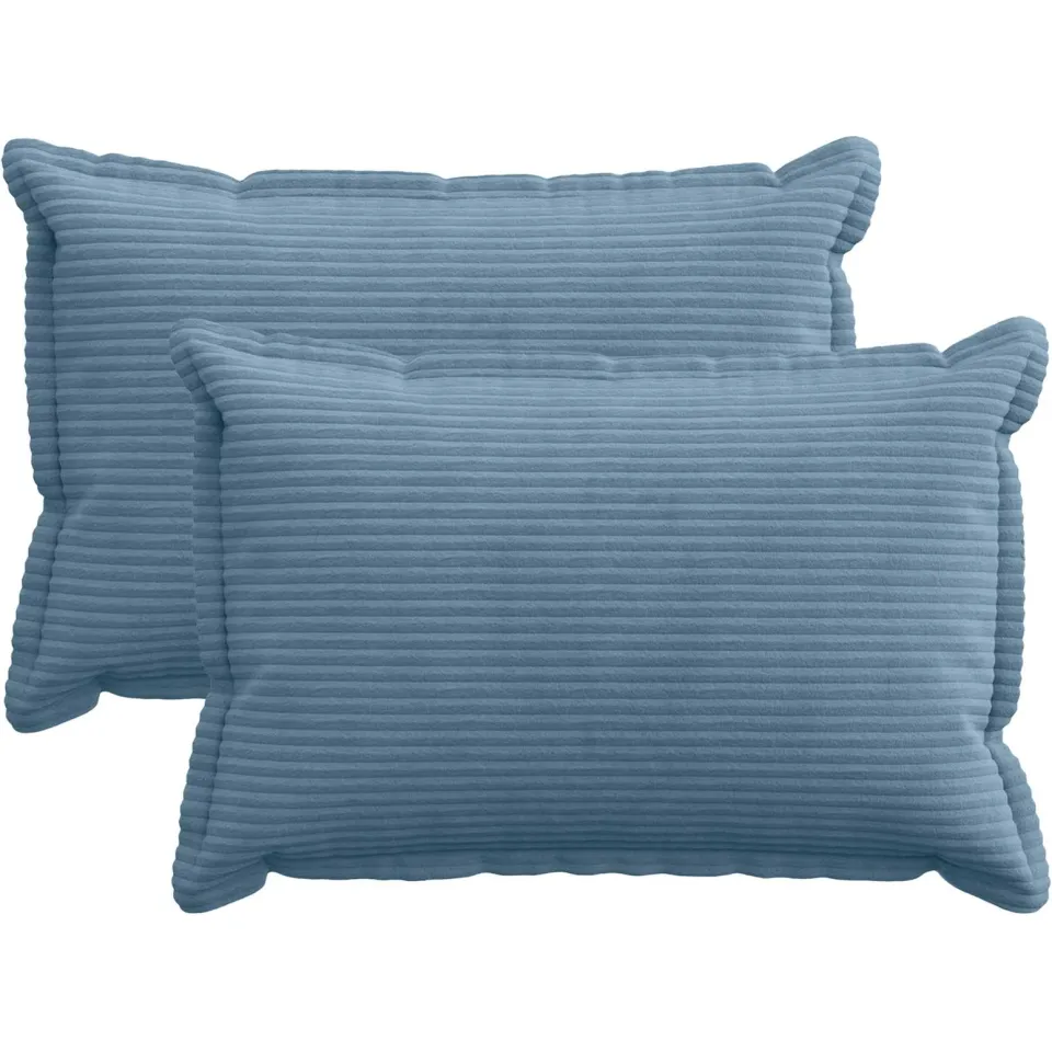 vidaXL Kussensloop 2 st HOUTEN Blauw 50 x 70 cm corduroy, foto 3