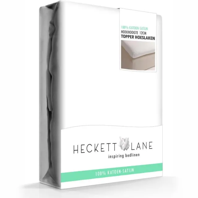 Heckettlane HnL Living - Hoeslaken - Topper - Katoensatijn - 90 x 210 cm - Wit