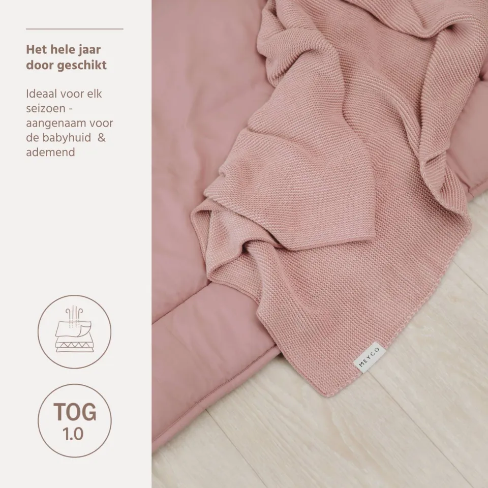 Meyco gebreide ledikantdeken roze, foto 4