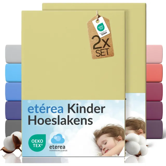 etérea Himmlische Qualität etérea Jersey hoeslaken 2-pack 180x200-200x200 cm (hoek 25 cm) 100% katoen - Lindegroen