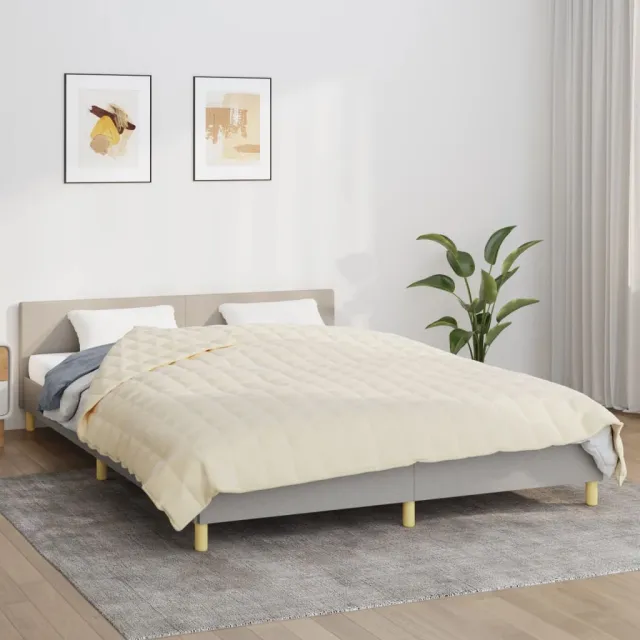 vidaXL Verzwaringsdeken 200x220 cm 9 kg stof lichtcrèmekleurig crème, foto 2