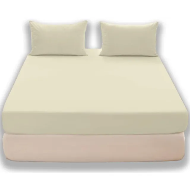 cotton world Jersey Hoeslaken met Elastiek - Zacht Katoen - Ecru