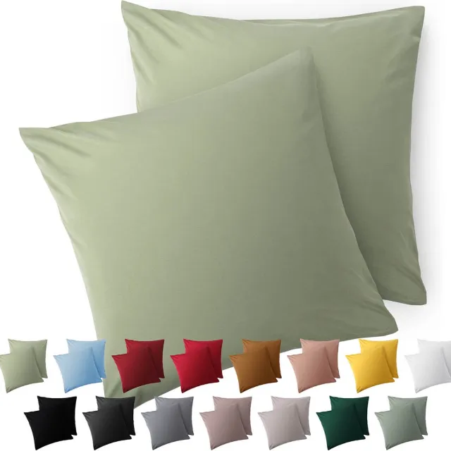 Blumtal Kussensloop Microvezel Kussenhoes 50 x 50 cm - Licht Olijfgroen - Met Rits - Set van 2