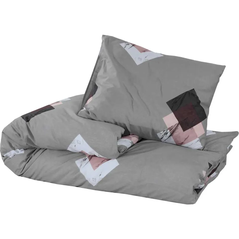 vidaXL Dekbedovertrekset 240x220 cm katoen meerkleurig Grijs