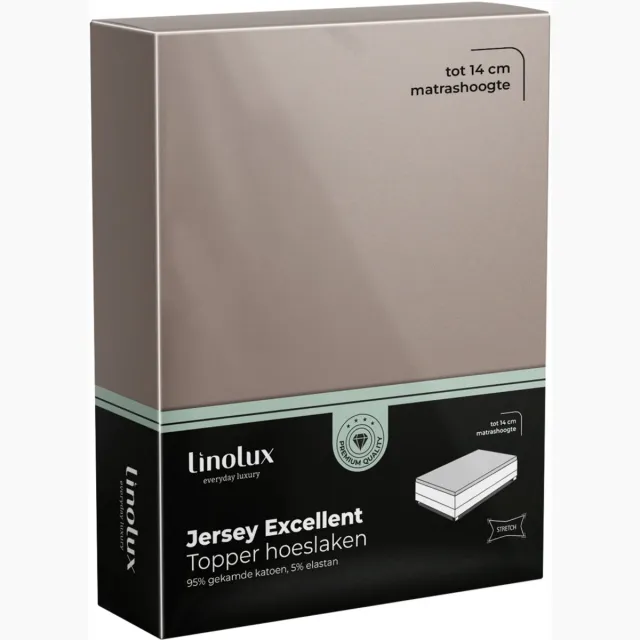 Linolux Hoeslaken Topper Jersey Excellent Taupe 180x200 t/m 200x220