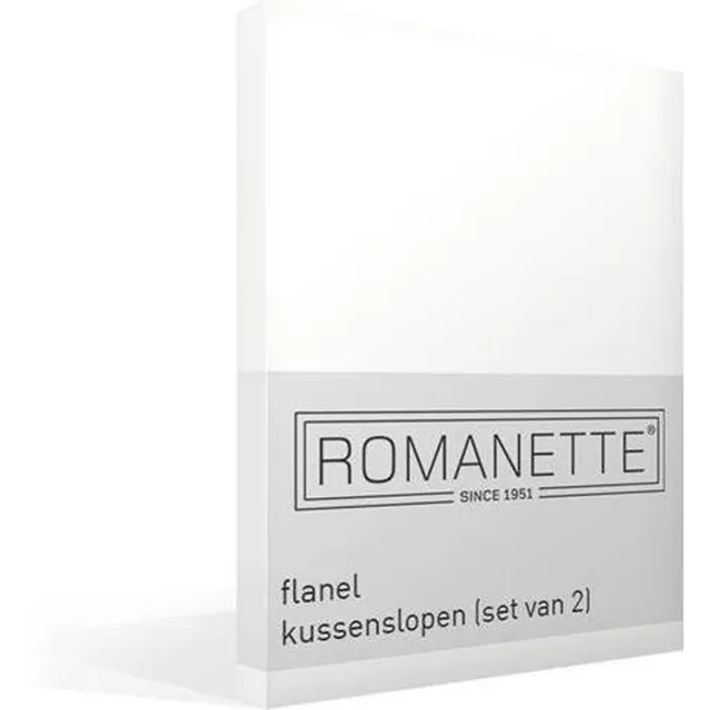 Romanette Flanel - Kussenslopen - Set van 2 - 60x70 cm - Wit