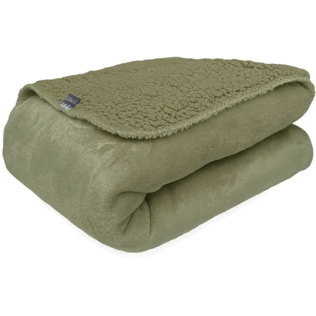 HOOMstyle Lotus Plaid - Fleece Deken - Teddy - 130 x 170 cm - Olijfgroen