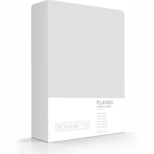 Romanette Flanel - Hoeslaken - Lits-jumeaux - 180x200 cm - Silver