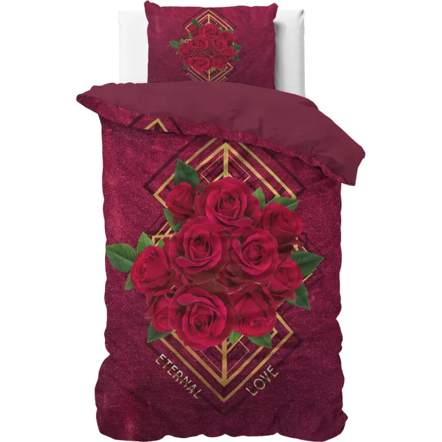 Sleeptime Eternal Love Dekbedovertrek - Eenpersoons - 140X200/260 + 1 x kussensloop 60x70 - Rood