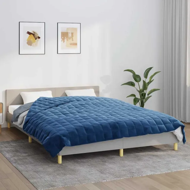 vidaXL Verzwaringsdeken 200x225 cm 13 kg stof blauw, foto 2