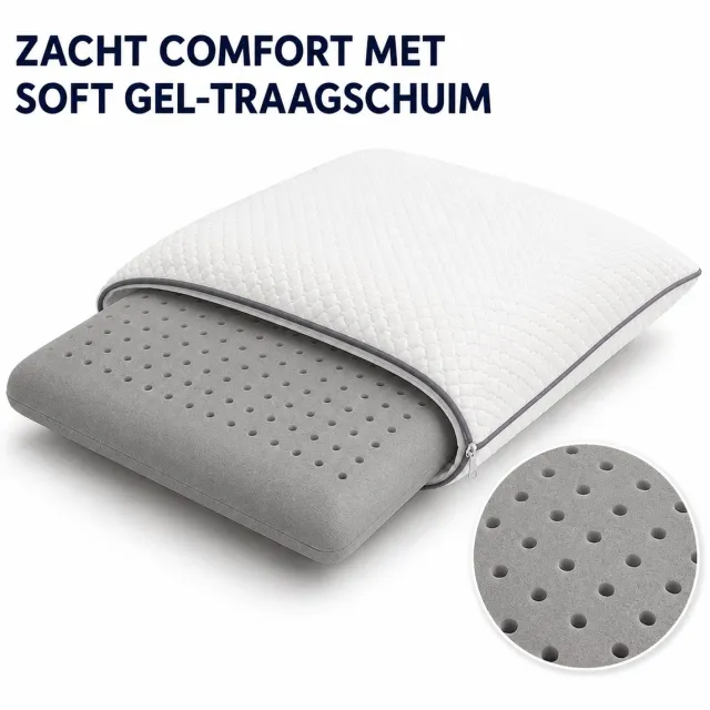 Dormidor Sense Hoofdkussen 60 × 40 cm – Koolstof Traagschuim – Natuurlijk Filter voor een Frisser Kussen – Medium Comfort Grijs