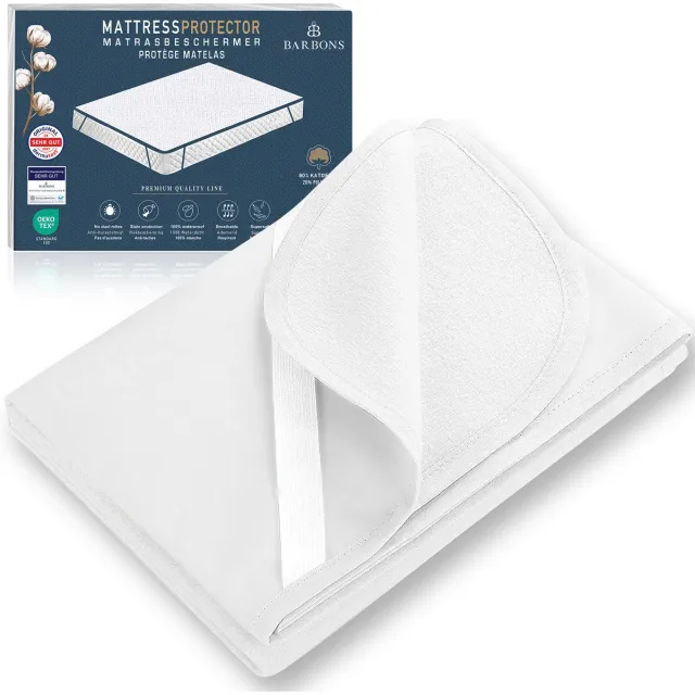 BARBONS Matrasbeschermer 80x200 - Waterdichte Matrasbeschermers - Katoenen oppervlak - Antibacterieel - Incontinentie Matrasbeschermer Wit