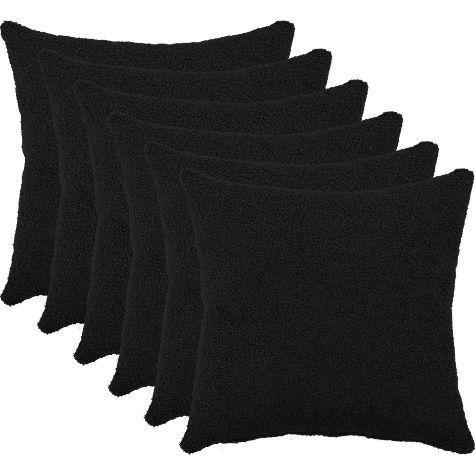 vidaXL Kussensloop 6 st HEERLEN Zwart 40 x 40 cm Bouclé, foto 3