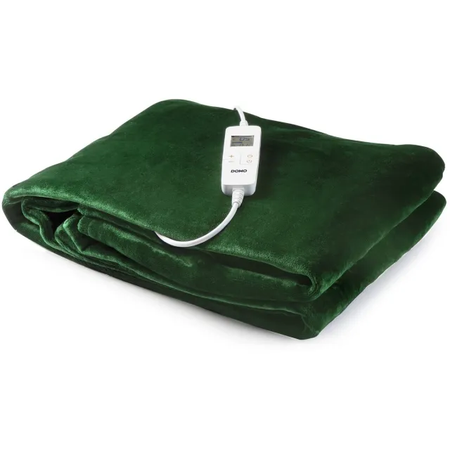Domo DO640ED Elektrische Deken - 180x160 cm - 2 Persoons - Warmtedeken - 10 Warmtestanden - Timer - Fleece - Groen