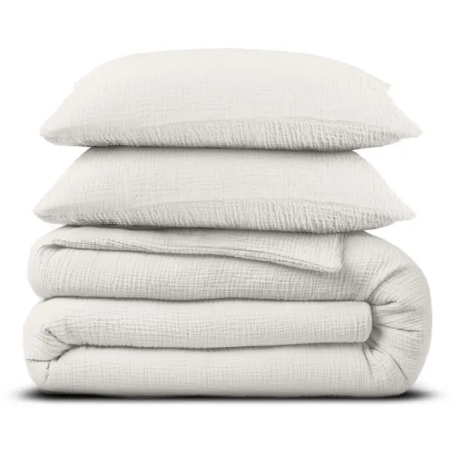 Dekbed-Discounter Dreamhouse Dekbedovertrek - Verkoelend Percale Katoen - Dubbele instopstrook - Wassen op 40 graden - Inclusief 2 kussenslopen - Off White