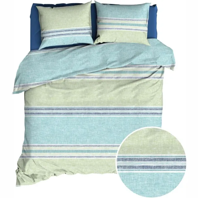 Romanette Alfie Dekbedovertrek - Tweepersoons - 200x200/220 cm - Aqua/Blue