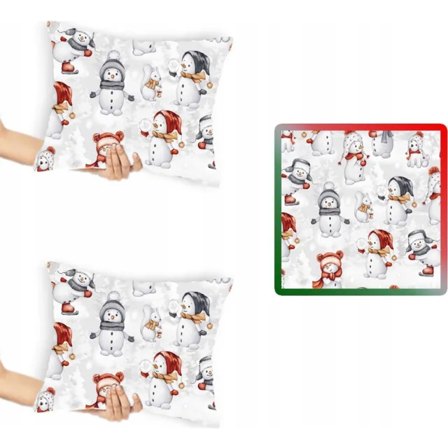 Designpremium Kerstkussensloop Sneeuwpoppen 40x60 cm - 2 stuks meerkleurig