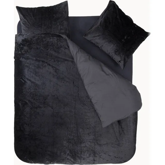 Y-not® Y-NOT - Dekbedovertrek - Crystal Velvet Waiting For You Jet Black - 1 Persoons - Zwart