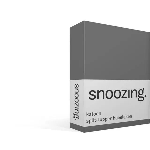 Snoozing Katoen - Split-topper - Hoeslaken - Lits-jumeaux - 160x200 cm - Antraciet
