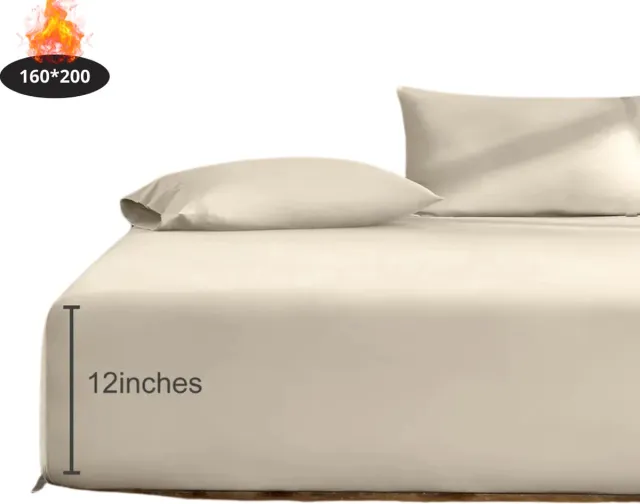 Livano Hoeslaken Set - Inclusief Kussensloop - 3 Delige Set - Beddengoed - Fitted Sheet - Pillow Case - Bed - Khaki 160 x 200