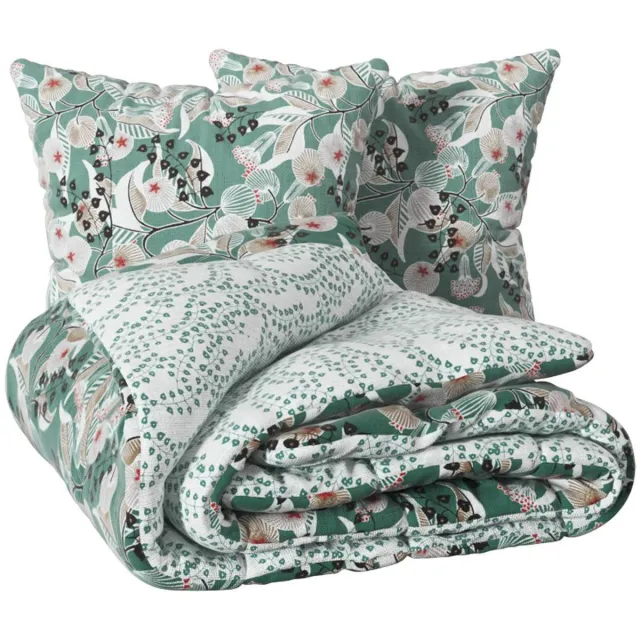 Atmosphera Créateur d'intérieur® Bedlinnen met print van katoen VEGETAL MARIN Vert celadon