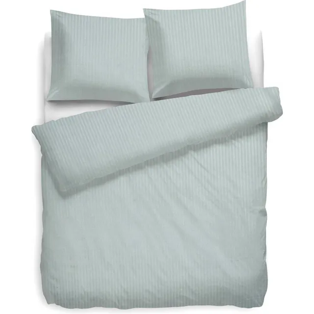 Heckett & Lane HnL Living Satin Stripe - Dekbedovertrek - zachtblauw